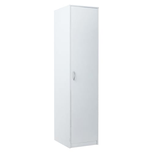 Home Collective Kleiderschrank mit 1 Tür, 1 Kleiderstange und 2 Einlegeböden, Garderobenschrank 45 cm breit Schrank schmal Matte Oberfläche, ideal für Schlafzimmer, Wohnzimmer, Flur | weiß
