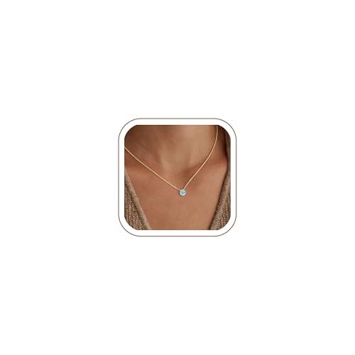 Image of Turandoss Gold Necklace for Women - 14K Gold Plated August Birthstone Necklaces Peridot Pendant Necklace Birthday Gifts for Women Girls Jewellery