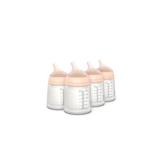 Image of Suavinex Zero Zero Anti Colic Baby Bottle, No 1 Spanish Baby Bottle Brand, Minimizes Bottle Rejection & Nipple Confusion, Perfect for Breastfeeding Babies, Adaptable Flow, 4 Pk 6 oz, Fair