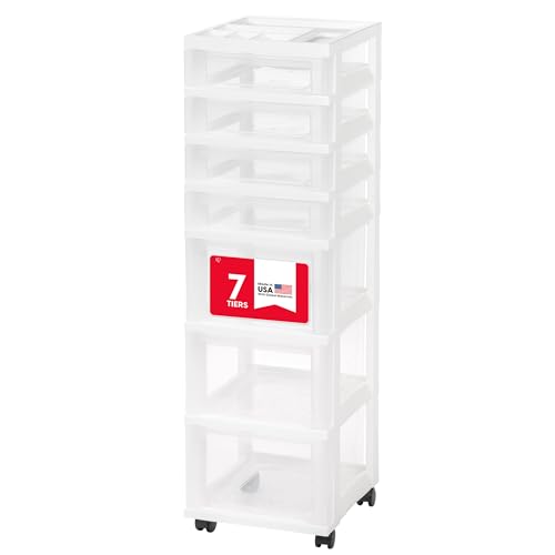 IRIS USA Plastic Drawer Storage Organizer Rolling Cart, with Wheels