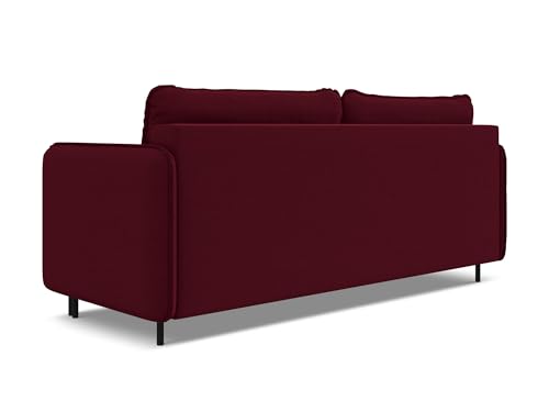 Luana 3-Sitzer Sofa mit Schalffunktion in Rot - Schlafsofa mit Bettfunktion aus Samt, modernes Japandi & Skandi Design für Wohnzimmer, Oeko-Tex Zertifiziert 226x92x90 cm, bis 350 kg belastbar – Bild 7