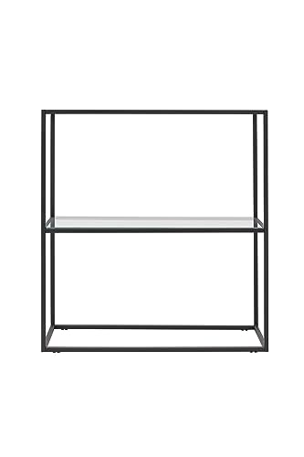 Berra Glass Console Table, 31.5” Black Entryway Table with Storage, 2 Tier Sofa Table, Hallway Table for Entry Way, Livingroom Bed Room Home Office, Entry Table,