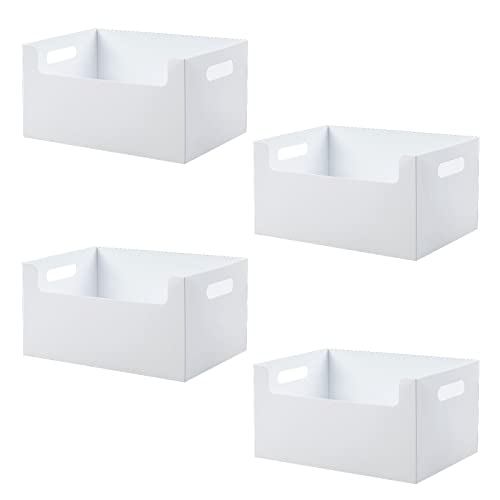 Klyuqoz Desktop Folding Storage Box, Foldable Storage Cubes Pack Of 4, Bookshelf Organizer Pp Plastic Office File Folder Book Organizer For Home, Office, Bedroom, Kitchen (White) #TOP28