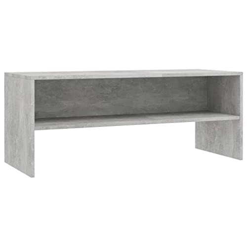 vidaXL Engineered Wood TV Stand- Modern Concrete Grey Living Room TV Cabinet with Open Compartment - Suitable for Bedroom use