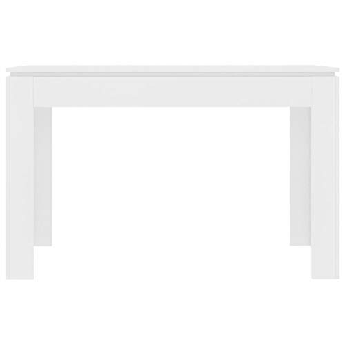 Bulufree Mesa de sala de jantar em aglomerado branco, mesa de jantar familiar de estilo moderno, mesa de sala de jantar de cozinha 120 x 60 x 76 cm