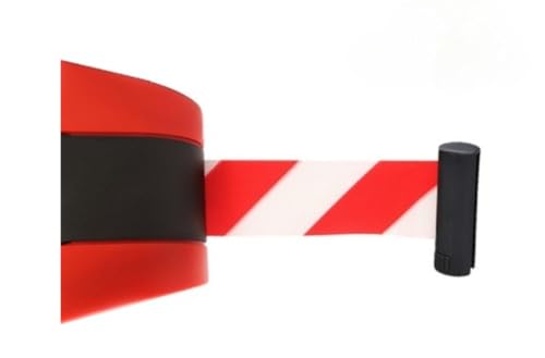 ロープ固定壁取り付けベルトバリアABSベルトボックス収納バリア、クラスター制御リボン、ガイドロープパーティション、黄色/黒ベルト壁取り付け警告シェル警告引き込み式ベルト壁取り付け隔離ベルト黒と黄色の警告ライン引き込み式ヘッドパンチフリー壁取り付け (10m