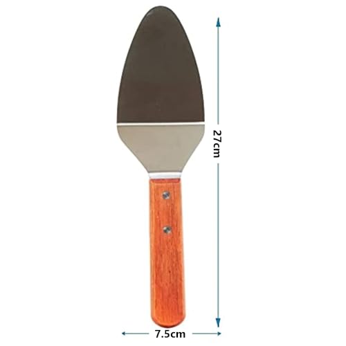 Image of Baskety Pie Server Cake Support Transmission Triangle Shovel Spatula Wooden Handle Shovel Steel Suitable for Pizza (Pack of 2)