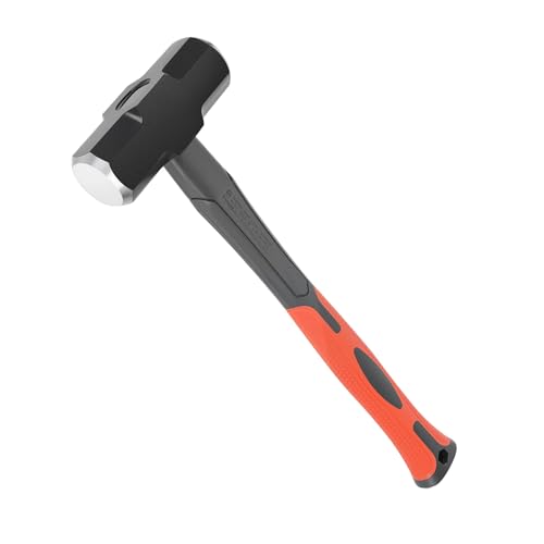 3lb Sledge Hammer - Heavy Duty Drilling Hammer with Forged Steel Head & Fiberglass Handle, Perfect for Demolition, Construction, and Blacksmithing