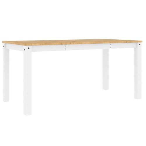 vidaXL Table à Manger Panama Blanc 160x80x75 cm Bois Massif de pin, Table de Salle à Manger, Table à dîner, Meuble à Manger, Table de Cuisine
