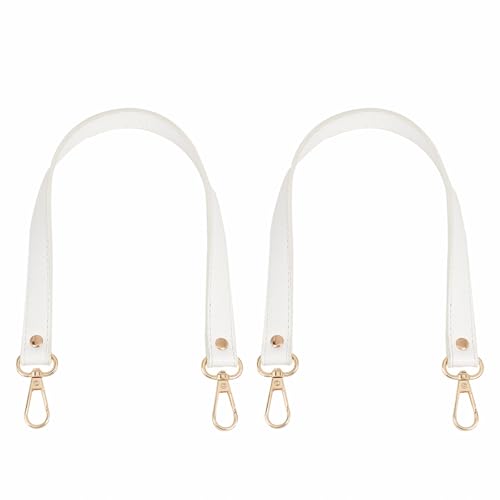 Image of GORGECRAFT 2Pcs Leather Purse Strap 47cm Short Shoulder Bag Straps Replacement White Imitation Leather Bag Handles with Golden Swivel Clasps for Underarm Bag Handbag Tote Satchel Purse Making