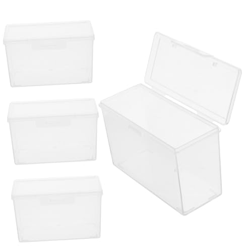 Ciieeo 4pcs Clear Scrapbook Storage Box Mini Toy Photo Organizer Lids Plastic Craft Storage Containers