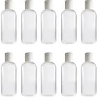 Image of dinojames Empty Refillable Round Plastic Bottles with Flip Top Caps (White, 100 ml), Set of (10 Pcs.)