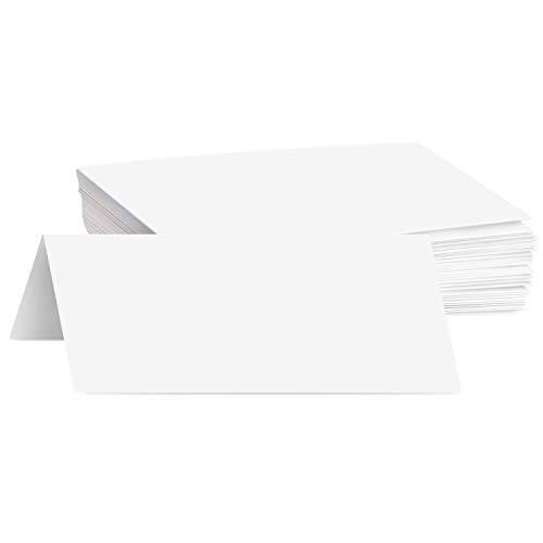 Vertical Fold Tent Cards - 4.25 x 11 Inch Heavyweight White Card Stock Paper - for Birthday, Wedding, Holiday, Anniversary Invitations, and All Occasions - Bulk Pack of 50 Cards Per Pack