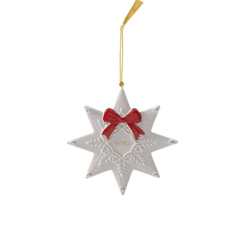 Villeroy & Boch Coleção Christmas Classics Ornamento em forma de estrela de Natal, porcelana premium, edição de colecionador, data 2025