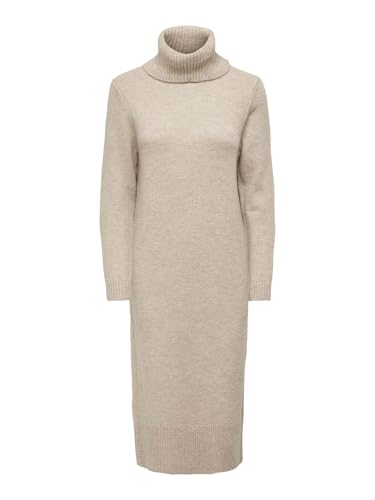 ONLY Damen Langes Strickkleid Langarm Midi Pullover Dress Rollkragen Sweater mit Schlitz ONLBRANDIE
