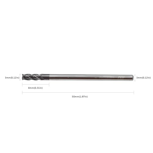 Image of Carbide Square End Mill 4 Flute HRC45 for Milling Tool Steel, Alloy Steel, Mold Steel etc (1, 3mm /0.12in)