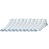 Amazon Essentials Men's Cotton Ankle Socks, Cushioned, Moisture Wicking, 10 Pairs, White, 13-15
