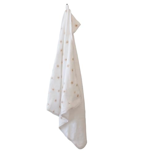 Image of Lulujo Hooded Towel Absorbent Cotton Dual Layered Baby Bath Towel with Hood| 32in x 32in| Daisies