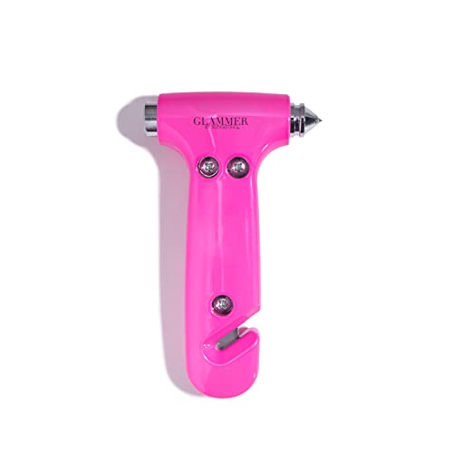 Window Breaker and Seatbelt Cutter – Women’s Auto Emergency Vehicle Escape Hammer / Seat Belt Cutter the Glammer Hammer – Effective & Fashionable in Pink