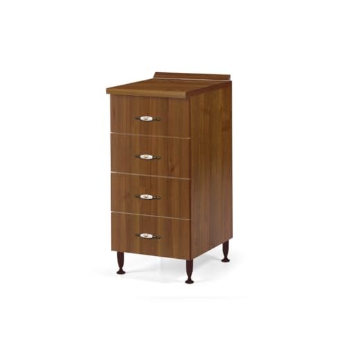 Linea Azzurra Base 40 Cassettiera Cucina Componibile Mobile con 4 Cassetti in Legno Made in Italy H85xL40xP50 cm Elegante Funzionale Facile da Montare (Noce Antico)