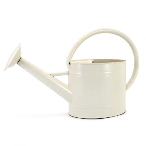 HORTICAN 1.3 Gal Watering Can Matte Cream White Finish Galvanized Metal Watering Can Perfect Plant Water Can for Plants Indoor & Outdoor