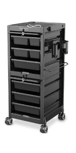 Premium Lockable Salon Trolley Cart with Wheels and 6 Drawers & 2 Bucket, Versatile Salon Cart for Hair Stylist, Rolling Cart for Extra Storage, Tattoo, Barber 1