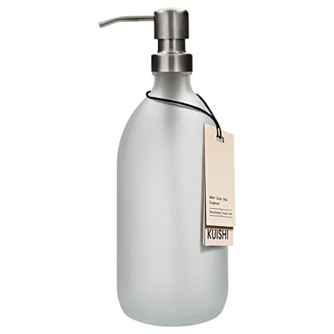 Dispensador de jabón de vidrio recargable Kuishi blanco mate ámbar con bomba plateada Cover