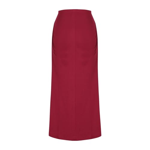 HGps8w Bodycon Maxi Skirt for Women - Stretchy Ruched High Waisted Long Busines Casual Party Pencil Skirts4