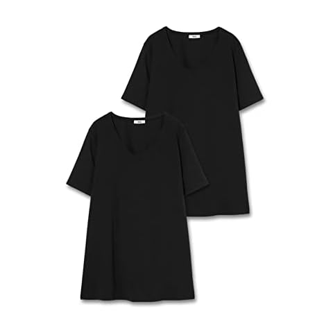 C&A Camiseta de mujer con cuello en V, paquete de 2 unidades Cover