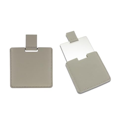 Fkereg 2 Pack Small Compact Mirror for Purse with Cover, Stainless Steel Cute Pocket Mirror, Square Mini Travel Mirror, Portable Handheld Tiny Makeup Cosmetic Mirror for Women Girl Men (Gray)