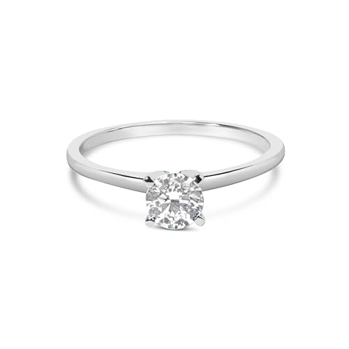 Haus of Brilliance 14K White Gold 1/2 Cttw Round Lab Grown Diamond 4 Prong Solitaire Engagement Ring (F-G Color, VS2-SI1 Clarity) - Size 5