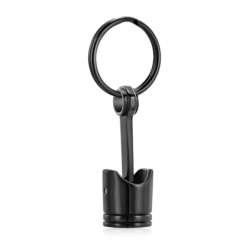 Car Parts Stainless Steel Piston Cremation Urn Necklace For Men Keepsake Memorial Jewelry Hold Ashes(Black-Keychain)