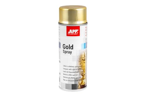 APP Gold Spray | Bombe Dorée | Finition effet d'or lisse | Facile à appliquer sur métal, bois, verre ou plastiques adaptés | Vernis décoratif acrylique à séchage rapide | 400 ml