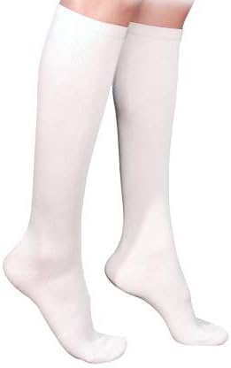 Image of SIGVARIS Women's Essential Cotton 230 Closed Toe Calf-High Socks 30-40mmHg - White - Medium Short