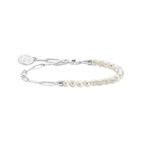 THOMAS SABO Member Charm-Armband mit weißen Perlen und Charmista Coin Silber 925 Sterlingsilber Kaltemail