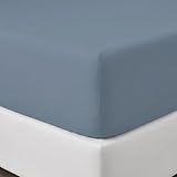 Perlarara Lenzuolo sotto con Angoli Singolo in Cotone Tinta Unita una piazza 90x200 cm Azzurro Polvere
