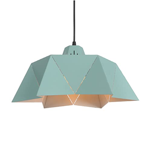 Lustre moderne suspendu en métal géométrique marron et vert avec cordon réglable