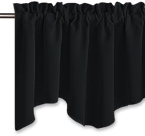 Miniatura 2 de NICETOWN Cenefas negras para ventanas, cortinas opacas de bajo consumo para comedor, sala de estar, baño, cafetería, juego de 2, 52 pulgadas de