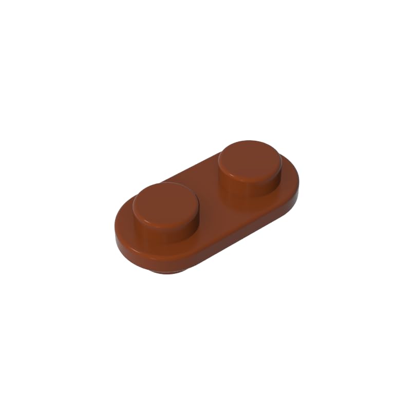 Gobricks 1x2 Rounded Double-Sided Piece 50 Pieces High-Precision MOC Building Bricks Replacement Parts Compatible with Lego Bricks GDS-90292-Reddish Brown