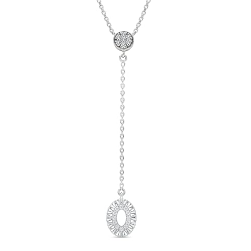 Image of TRUESILVER ACPL 925 Sterling Silver Lariat Necklace for Women | Y-Shape Pendant Necklace with Chain | Fine Silver Jewelry | Gift for Women & Girls