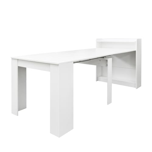 Extendable Dining Table for 2-10, 11"-98" Large Dining Table, Mid Century Modern Farmhouse Console Tables, Wood Foldable Kitchen Tables for Entryway, Dining Room, Living Room, Kitchen, Space Saving