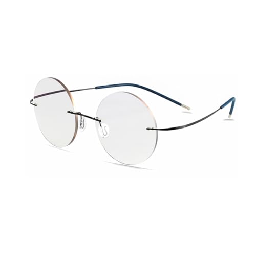 EYEphy Gafas de Lectura de Las Mujeres al Aire Libre fotocrómicas Elegantes para Hombres, Retro Redondo de Titanio aleación sin Marco de Lupa / UV400,02,+2.25