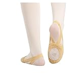 Zapatillas de Gimnasia rítmica Media Palma Zapatillas de Ballet for niñas, Suela, elásticas, for salón, artísticas, Gimnasia(Light Tan,39)