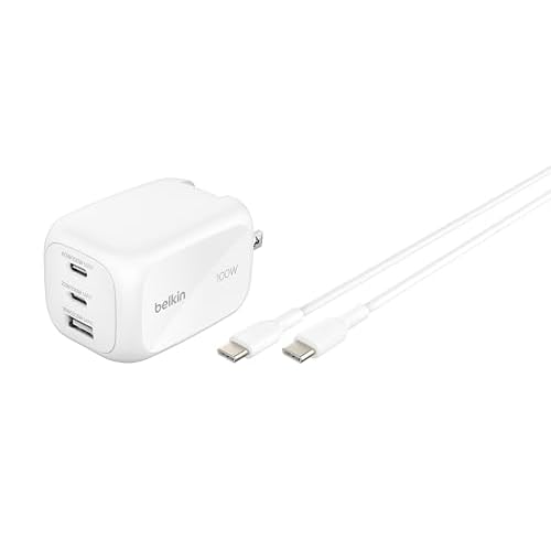 Belkin BoostCharge Pro 3-Port GaN Wall Charger 100W + USB-C Cable