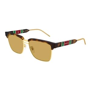 Gucci GG0603S 006 56MM Havana/Gold Square Sunglasses for Men + Bundle with Designer iWear Eyewear Kit…