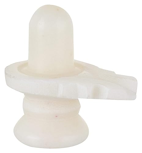 BishtHub Statuette Shivlinga Shiva Lingam en marbre Blanc 7,6 cm environ