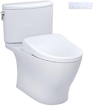 TOTO WASHLET+ Nexus Two-Piece Elongated 1.28 GPF Toilet with Auto Flush S7A Contemporary Bidet Seat, Cotton White - MW4424736CEFGA#01