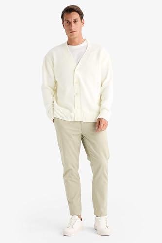 كارديجان بوليرو تريكو بقصة مريحة ورقبة بشكل V وأكمام قصيرة للرجال من ديفاكتو، بيج اكرو، مقاس ميديوم M