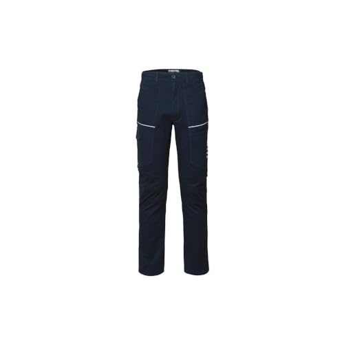 ROSSINI A80704 Pantalone da lavoro R-Stretch multitasche in cotone twill elasticizzato chiusura con zip e bottone Blu (m)