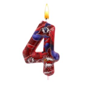 Spider aniversário 4 anos, velas de aniversário Spider para crianças, vela infantil 3D, desenhos animados bolo decoração, adequada para meninos e meninas